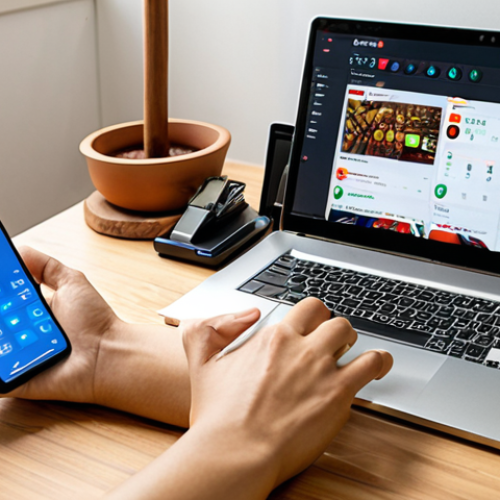 **Prompt 1:** A young, modern Thai professional (male or female) in a contemporary home office, surrounded by multiple digital income sources. They are multitasking between a laptop showing a content creation platform (e.g., YouTube studio), a tablet displaying an e-commerce store with Thai product listings, and a smartphone with a financial investment app (like for crypto or stocks). The desk is neat, with a few personal touches that reflect modern Thai aesthetics. The atmosphere is bright, organized, and conveys productivity and financial empowerment. Digital light flares subtly connect the devices, symbolizing interconnected opportunities.